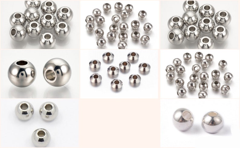 3-6mm Edelstahl Perlen 10-50St. Fädelloch 1-2,5mm Stainless Steel Spacer Bild 1