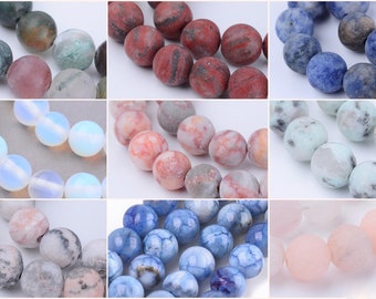 6mm 60Stück Natural Netstone Perlen Beads Steinperlen frosted Fädelloch 1mm