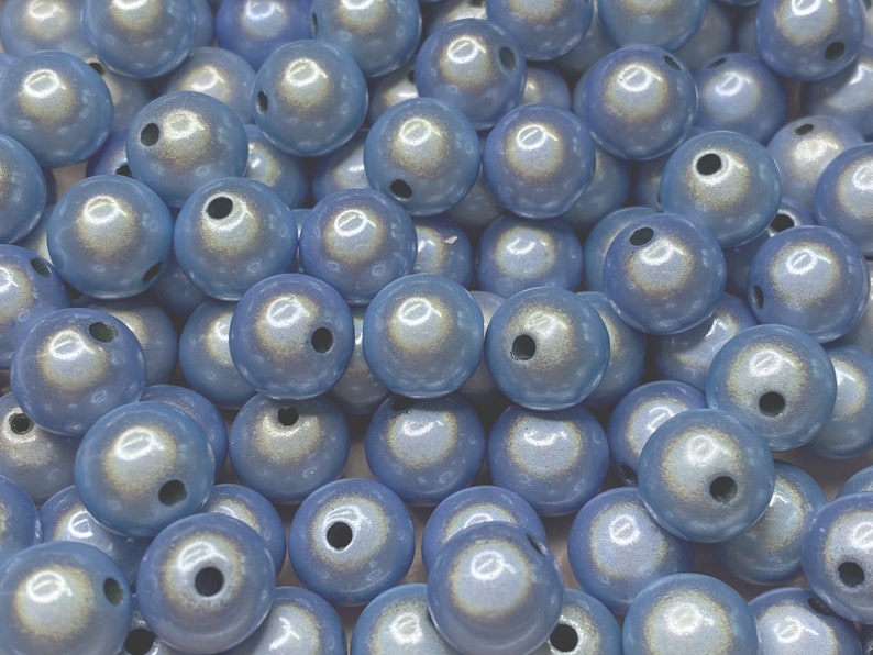 12mm 18St. Miracle Beads Magic Perlen Wunderperlen 3D Effekt Ilumination Fädelloch 2mm 8508 hellblau