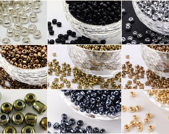 4mm 250St. Rocailles Glasperlen Seed Beads Fädelloch 1-1,5mm gold silber schwarz