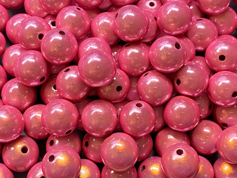 14mm 16St. Miracle Beads Magic Perlen Wunderperlen 3D Effekt Ilumination Fädelloch 2mm 5502 medium pink