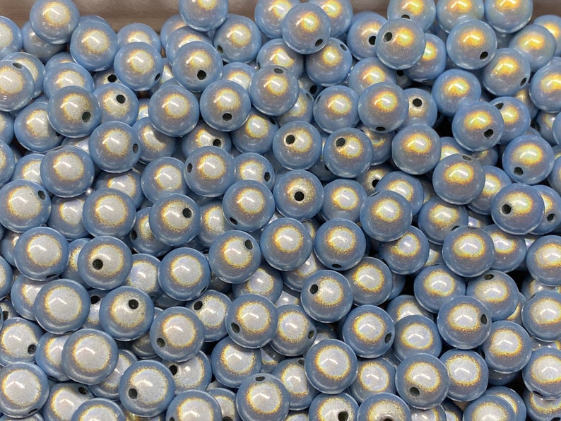 10mm 22St. Miracle Beads Magic Perlen Wunderperlen 3D Effekt Ilumination Fädelloch 2mm 4016 Hellblau