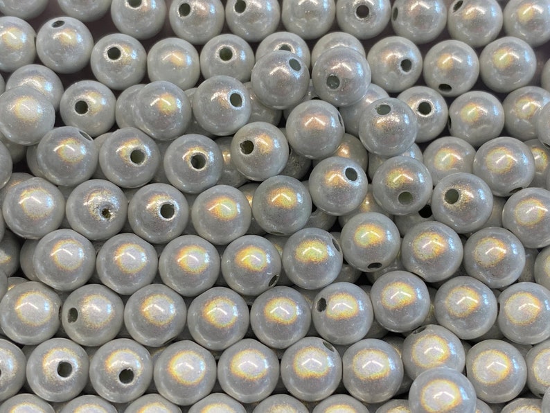 8mm 30St. Miracle Beads Magic Beads Wunderperlen 3D Effekt Ilumination Fädell.2 9806 weiss