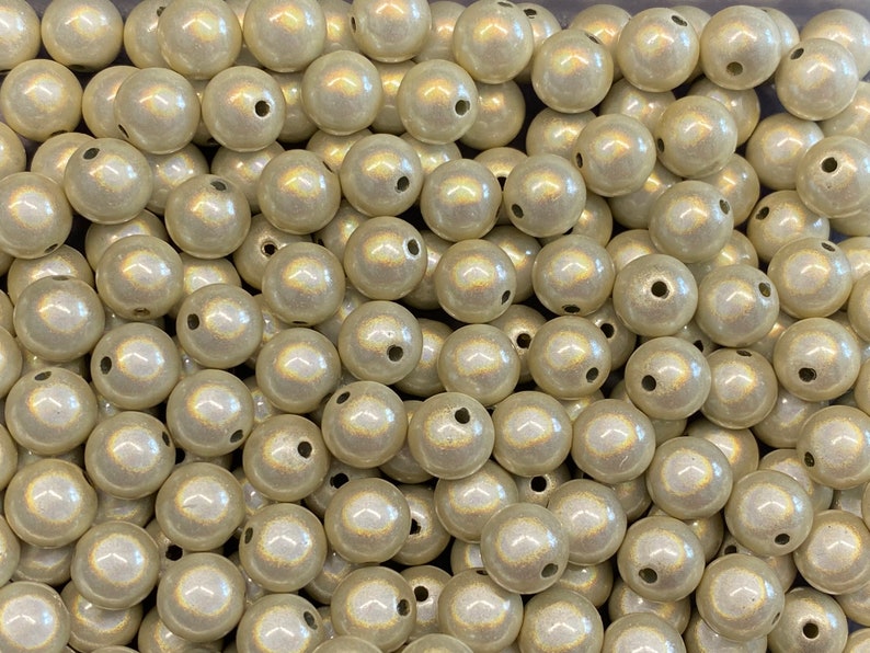 14mm 16St. Miracle Beads Magic Perlen Wunderperlen 3D Effekt Ilumination Fädelloch 2mm 5526 beige