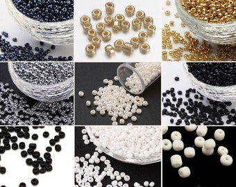 2-3mm 400St. Rocailles Glasperlen Seed Beads Fädelloch 0,7-1mm gold silber weiss schwarz