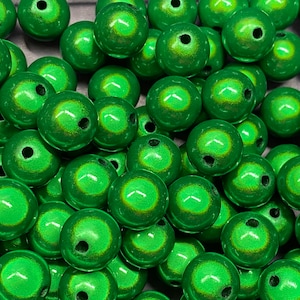 14mm 16St. Miracle Beads Magic Perlen Wunderperlen 3D Effekt Ilumination Fädelloch 2mm 5503 grün