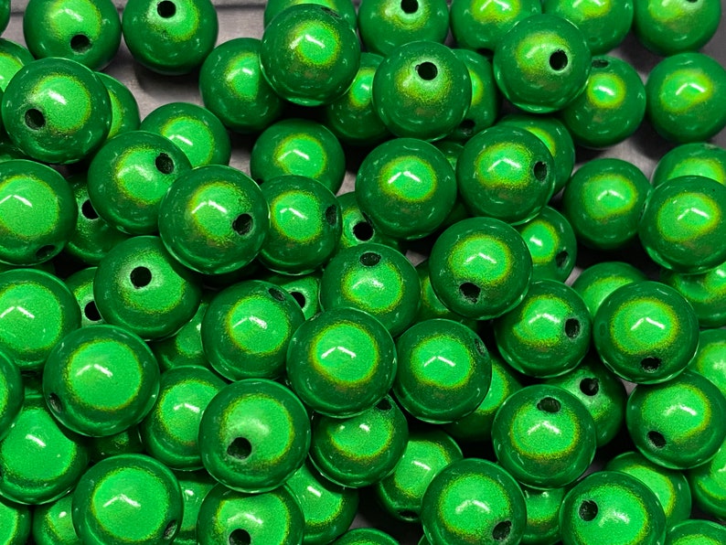 14mm 16St. Miracle Beads Magic Perlen Wunderperlen 3D Effekt Ilumination Fädelloch 2mm 5503 grün