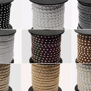 1m Velourband mit Aluminium Nieten 4,5-5mm