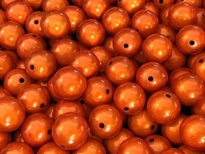 16mm 14St. Miracle Beads Magic Perlen Wunderperlen 3D Effekt Ilumination Fädelloch 2mm 7012 dunkelorange