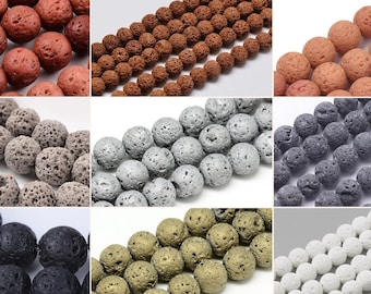 6+8mm Natural Lava Stone 60St. Perlen Beads Steinperlen versch. Farben