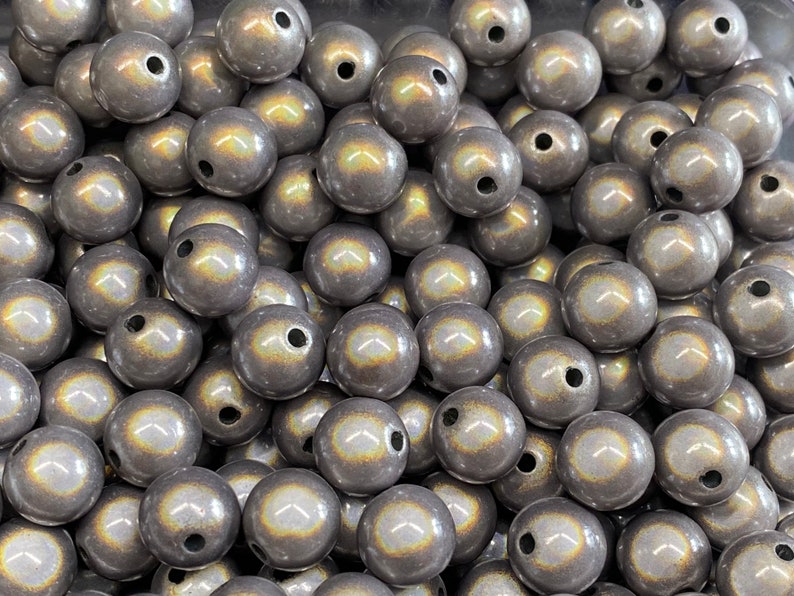 10mm 22St. Miracle Beads Magic Perlen Wunderperlen 3D Effekt Ilumination Fädelloch 2mm 4029 grau