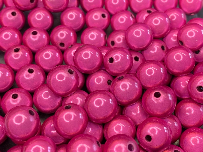 14mm 16St. Miracle Beads Magic Perlen Wunderperlen 3D Effekt Ilumination Fädelloch 2mm 5518 pink