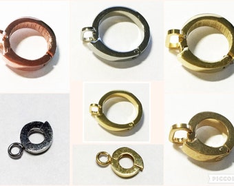 8-18mm Edelstahl Ring Karabiner Klick Verschluss mit Öse gold, rose, platin