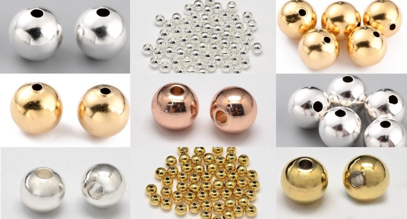 3-10mm 5-50St. Vaccum Plating Messing Perlen Spacer gold silber rose TOPQUALITÄT image 1