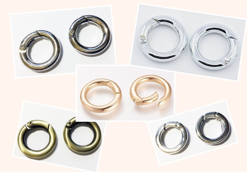 2St. Karabiner Ring Verschluss Rundkarabiner 17-24mm platin silber gold bronze image 1