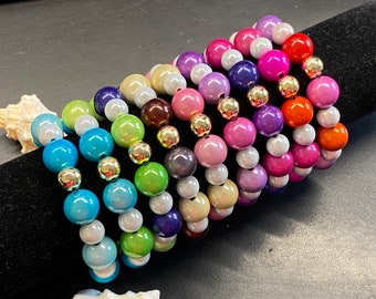 1St. Armband 10+14mm Miracle Beads Magic Perlen 3D Illumination Gr.M gold #A430