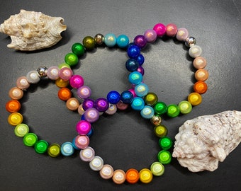 1St. Armband 12mm Miracle Beads Magic Perlen Regenbogen Gr.S-L #439