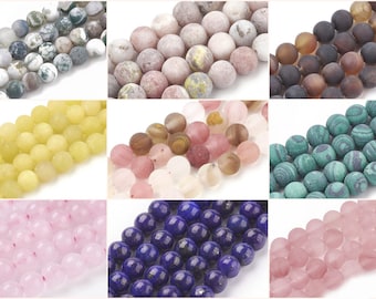 4mm Steinperlen Stone Beads frosted natural 45-90Stück Fädelloch 1mm