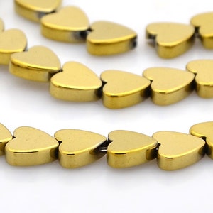 6mm rek. Hämatit Hematite Perlen Herz 10-70St. Fädelloch 1mm gold rose 9464 70St.gold