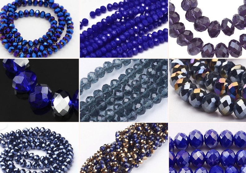 6x4mm Glasschliffperlen 90-95St. Fädelloch 1mm Glass Beads dunkelblau darkblue image 1