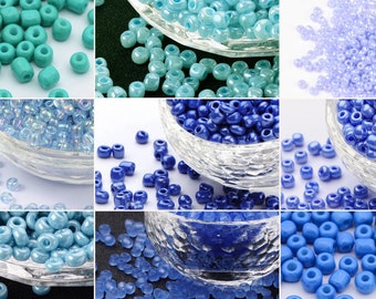 4mm 250St. Rocailles Glasperlen Seed Beads Fädelloch 1-1,5mm Blau Türkis