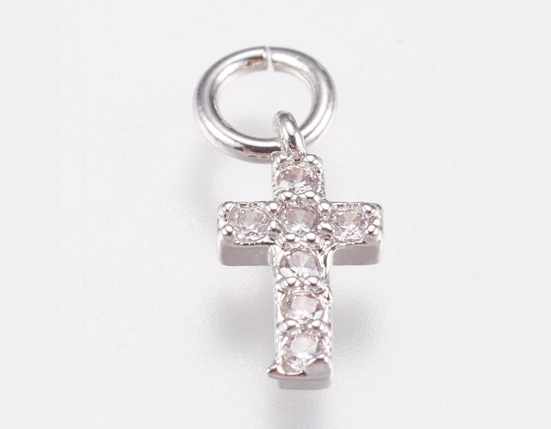 Anhänger Micro Pave Cubic Zirkonia Strass 9-15mm Herz Mond Kreuz Krone Stern 1107 1St. Kreuz 9mm