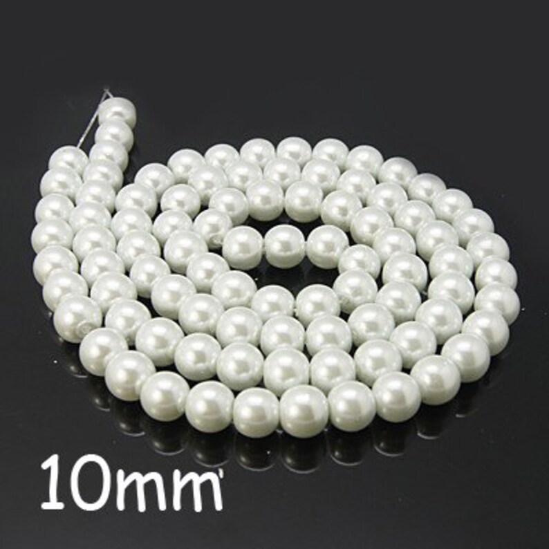 10mm Glaswachsperlen 70St. Fädelloch 1mm versch. Farben 9872 Ivory