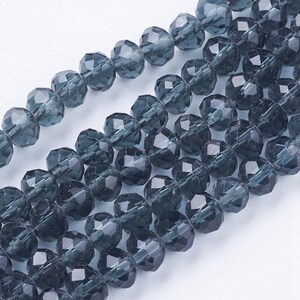 6x4mm Glasschliffperlen 90-95St. Fädelloch 1mm Glass Beads dunkelblau darkblue 9141 prussianblue