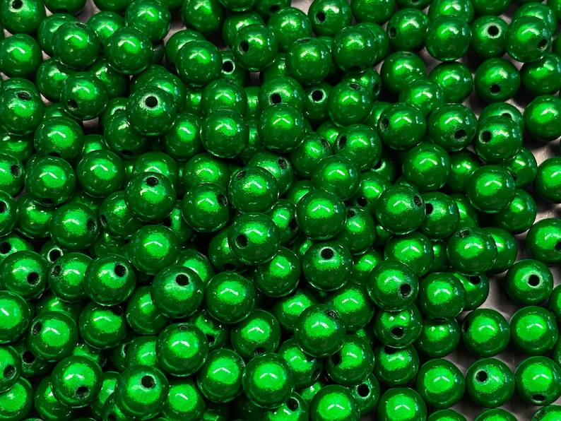 8mm 30St. Miracle Beads Magic Beads Wunderperlen 3D Effekt Ilumination Fädell.2 9530 dunkelgrün