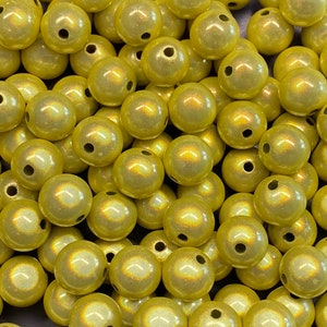 12mm 18St. Miracle Beads Magic Perlen Wunderperlen 3D Effekt Ilumination Fädelloch 2mm 8534 gelb