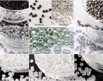 4mm 250St. Rocailles Glasperlen Seed Beads Fädelloch 1-1,5mm weiss grau