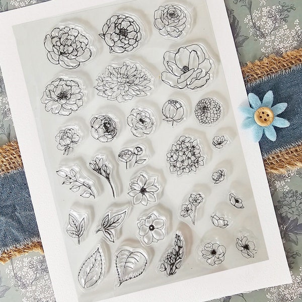Blüten und Blütenblätter | Silkon - Clear Stempel |  Stamps | 29 verschiedene Motive