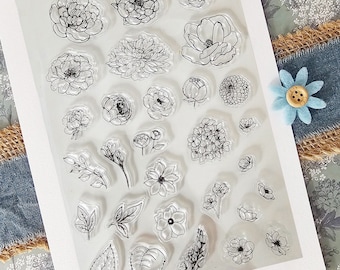 Blüten und Blütenblätter | Silkon - Clear Stempel |  Stamps | 29 verschiedene Motive