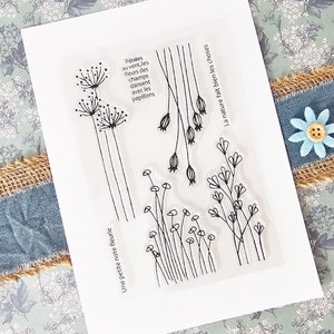 Blüten | Silikon - Clear Stempel | Stamps | 7 verschiedene Motive mit französischem Text