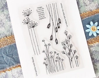 Blüten | Silikon - Clear Stempel | Stamps | 7 verschiedene Motive mit französischem Text
