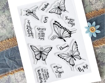 Schmetterlinge - Butterfly  | Silikon - Clear Stempel | Stamps | 14 verschiedene Motive | 1126E