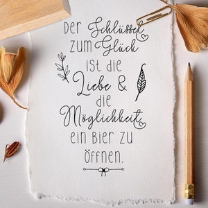 Der Schlüssel zum Glück - Großer Holzstempel für Anhänger oder Gastgeschenke - Motiv: 496A