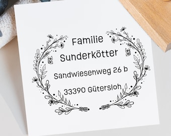 Adressstempel | Textstempel | verspielte Ranken | mit Wunschtext |  1182