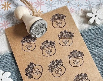 Ministempel - 1,5 cm - Blümchen im Topf - Motiv: 1212