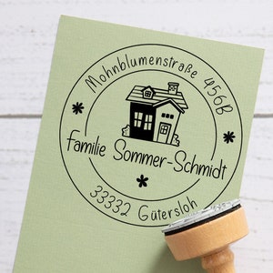 Familienstempel - Häuschen - Adressstempel - Holzstempel personalisiert - 781