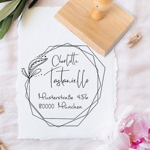 Ausgefallener Adressstempel  - personalisiert - ab 5 cm - quadratischer Holzstempel - Motiv: 613