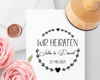 Hochzeitsstempel - Wir heiraten - Holzstempel personalisiert - verschiedene Größen - 570