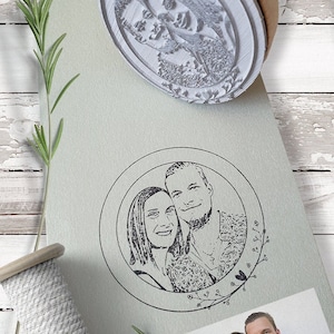 Hochzeitsstempel mit deinem Foto - Fotostempel aus Holz mit Ihrem Foto - Portraitstempel - Bilderstempel - verschiedene Größen - 283