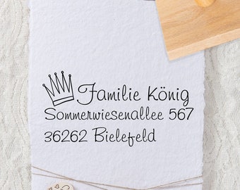 Familienstempel - Adresstempel - Krone - verschiedene Schriftarten und Größen - Motiv: 708