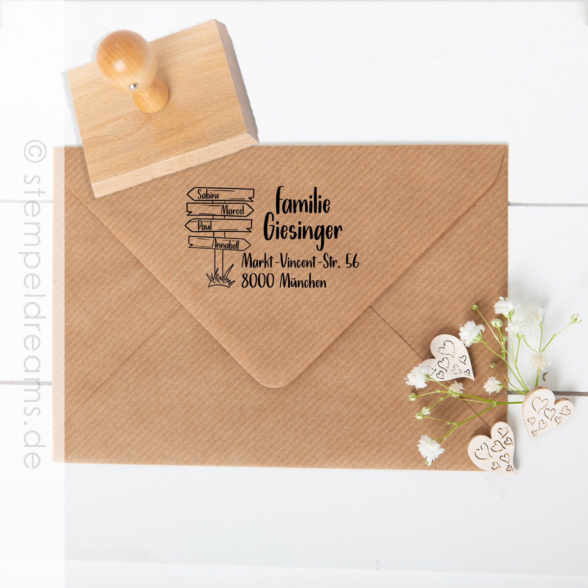 XL Family Stamp Address Stamp Wood Stamp Personalized Etsy