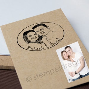Fotostempel  aus Holz mit Ihrem Bild  und Ihren Namen - Portraitstempel - Bilderstempel - verschiedene Größen - 278