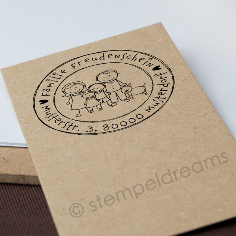 Family Stamp With Name Figures Males Address Stamp Etsy UK