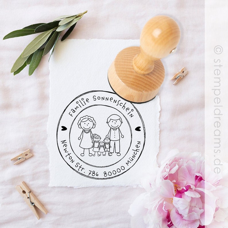 Family Stamp With Name Figures Males Address Stamp Etsy UK