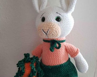 Easter bunny 50 cm amigurumi crochet art with carrot