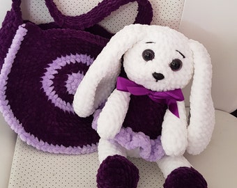 Bunny with bag girl crocheted amigurumi